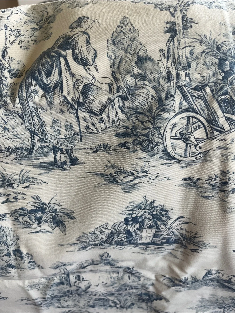 Blue Toile Scenic Fabric Panel